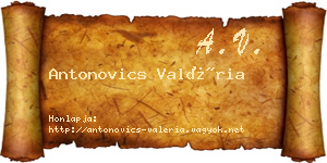 Antonovics Valéria névjegykártya